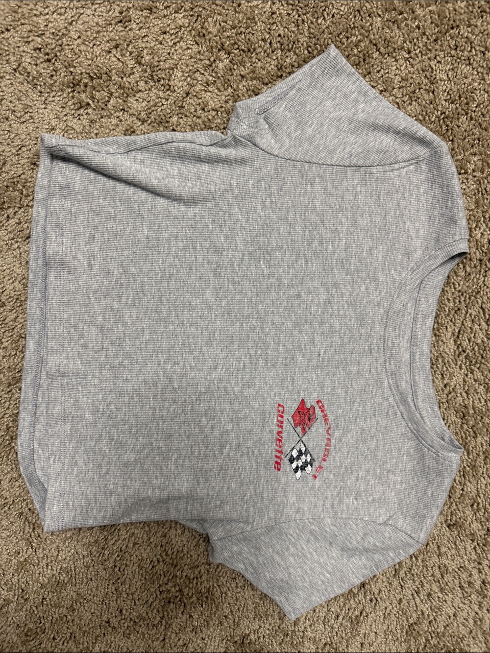 Aeropostale Gray Crop Top with Racing Flag Graphic